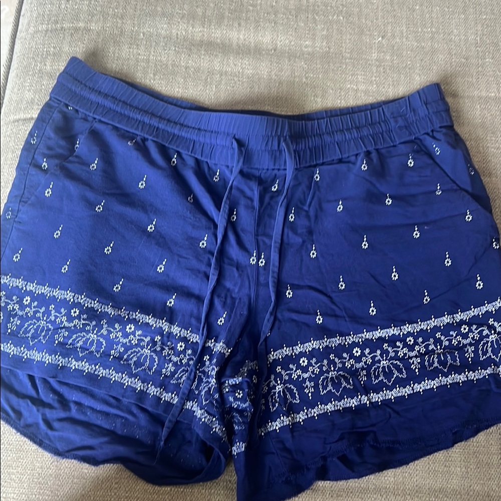 LOFT Blue High Waist Nautical Shorts